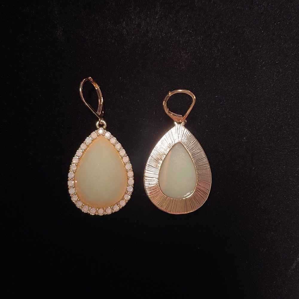 Gold and Opal Tear Drop Earrings - Picture 2 of 4